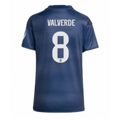 Ženski Nogometni dresi Real Madrid Federico Valverde #8 Gostujoči 2025-26 Kratek Rokav Ženski Nogometni dresi Real Madrid Federico Valverde #8 Gostujoči 2025-26 Kratek Rokav
